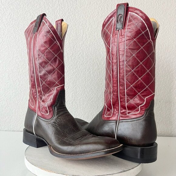 Rod Patrick Mens Cowboy Boots 15AA Antique Brown Mocha Bison Western Square Toe - Picture 2 of 13